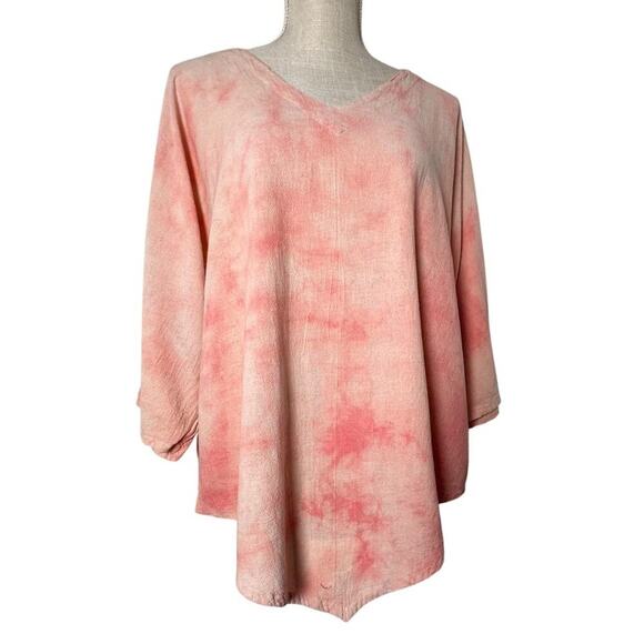 OH MY GAUZE! Lynn Tie Dye Dolman Asymmetric Top Pink Sz 3 US‎ XXL Lagenlook EC - Picture 11 of 16